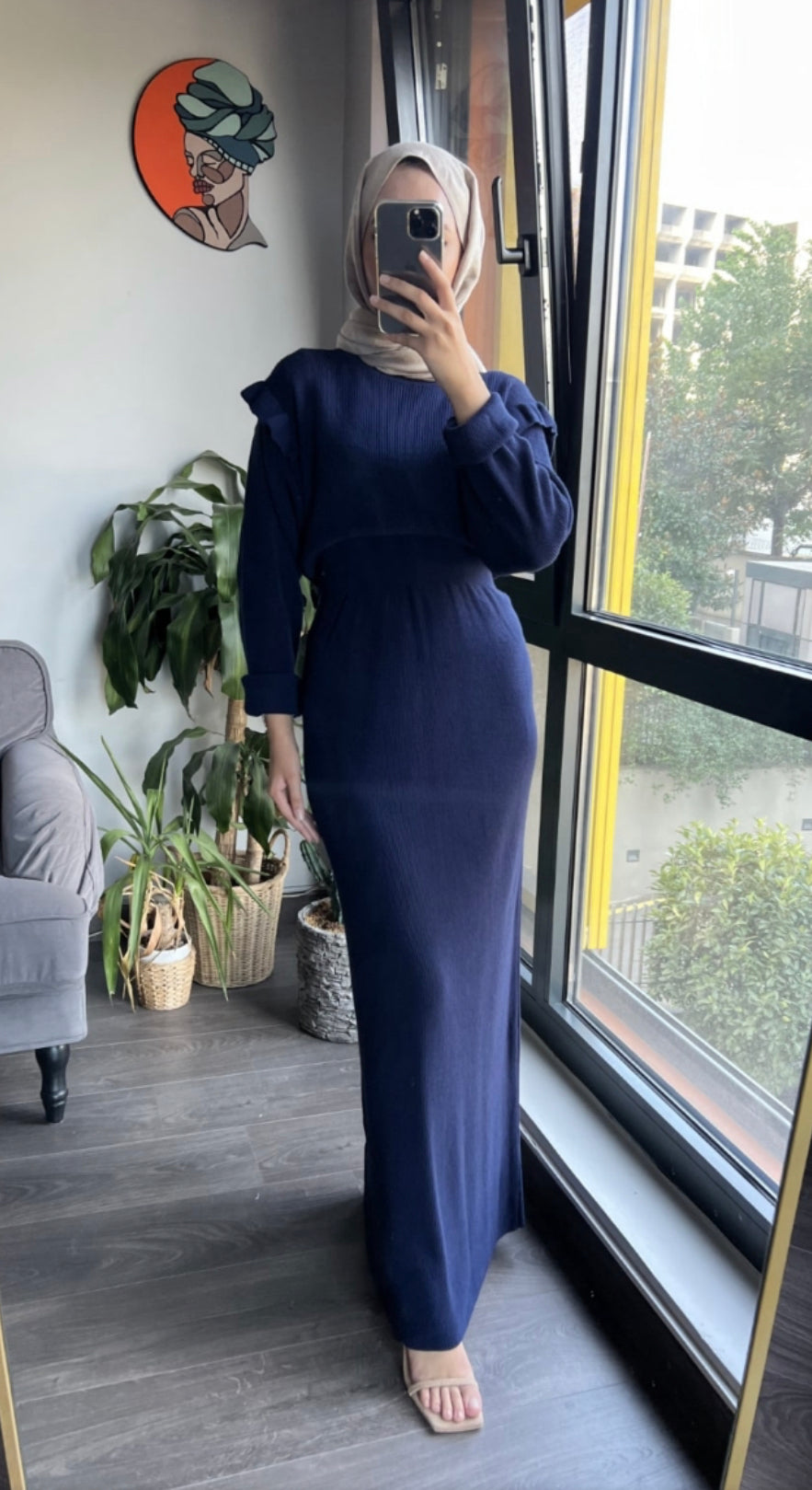 Waist Detailed Knit Dress Navy - Bel Detaylı Triko Elbise Lacivert