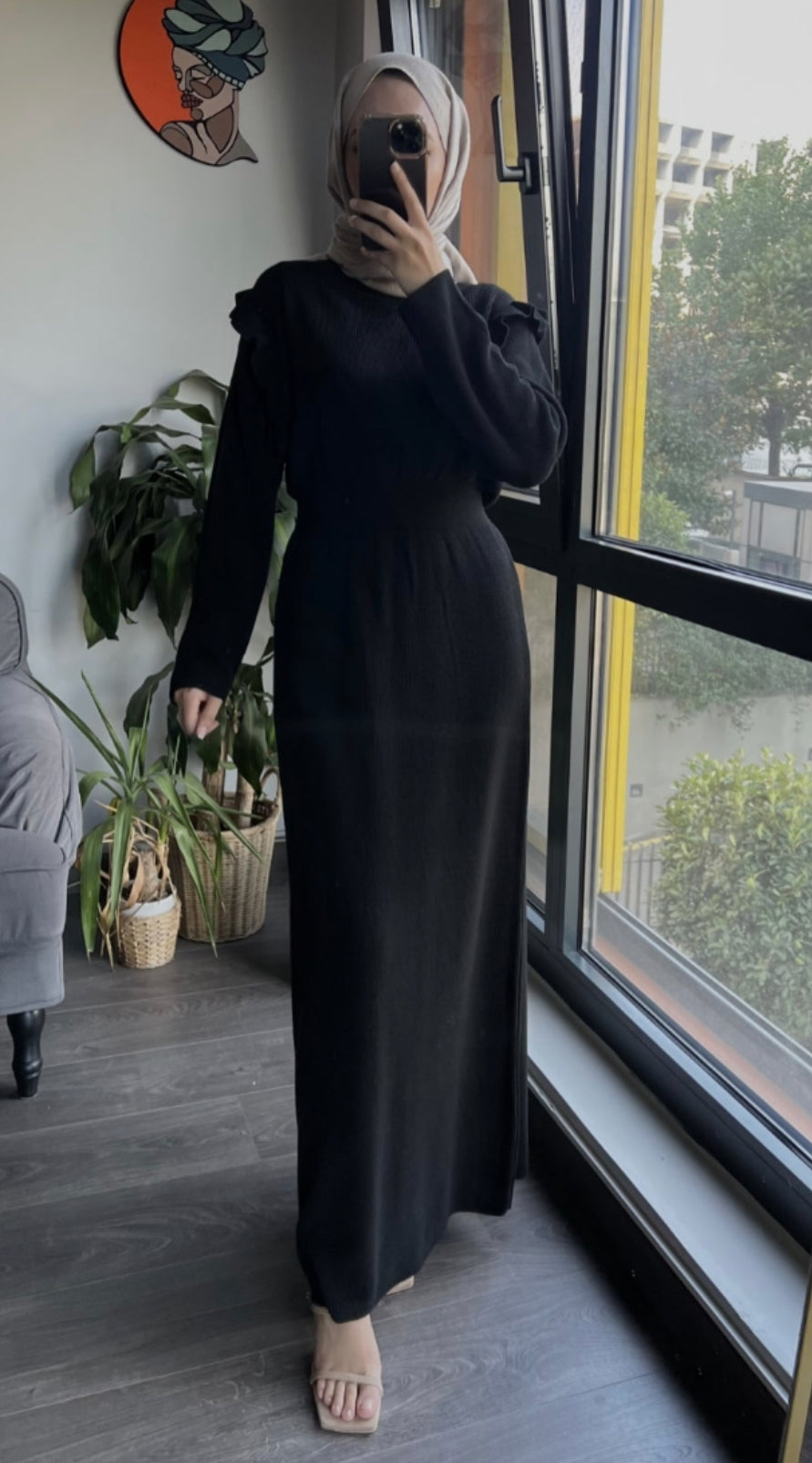 Waist Detailed Knit Dress Black - Bel Detaylı Triko Elbise Siyah