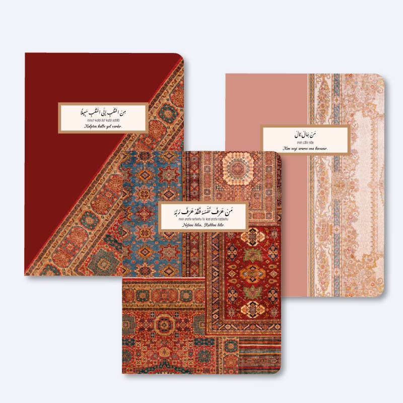 Kırmızı Kilim – 3’lü Çizgisiz Mini Not Defter Seti