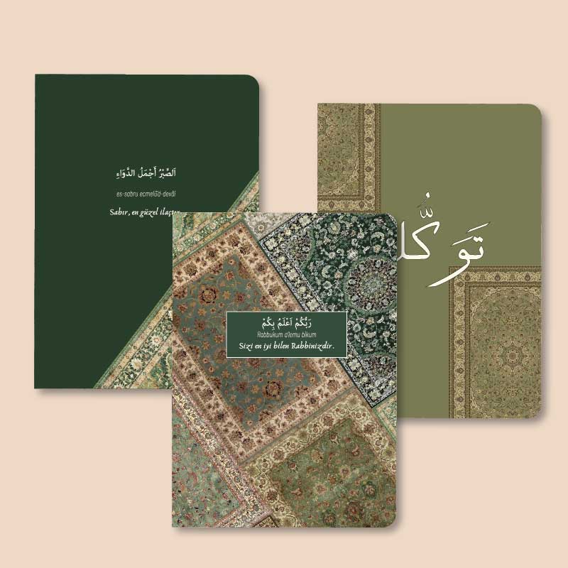 Yeşil Kilim – 3’lü Çizgisiz Mini Not Defter Seti